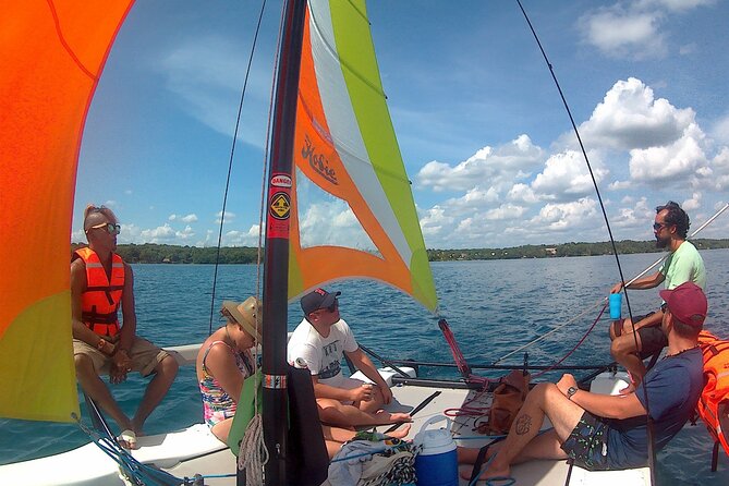 Private Eco-Tour on a Recreational Catamaran with Kayaks Included - Sailing Bacalar’s seven colors from a quiet Hobie-style catamaran