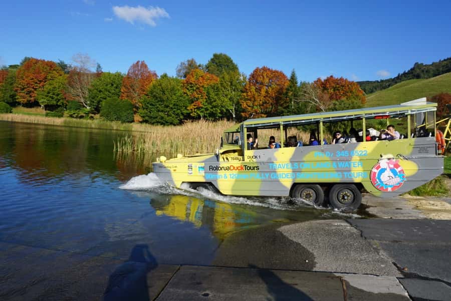 Tarawera and Lakes 2-Hour Duck Eco Tour - Lake Okareka splash-down: calm water, big story setup